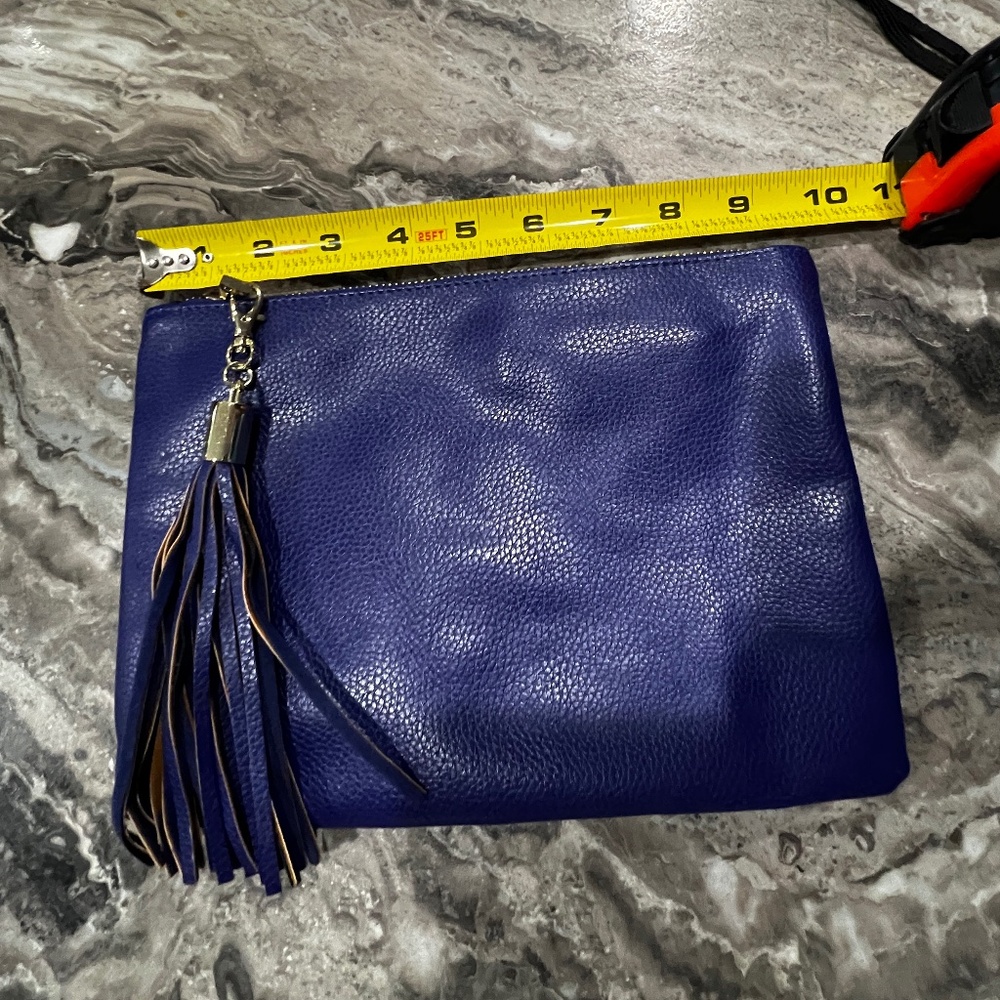 Clutch handbag Bag Blue with Tassel